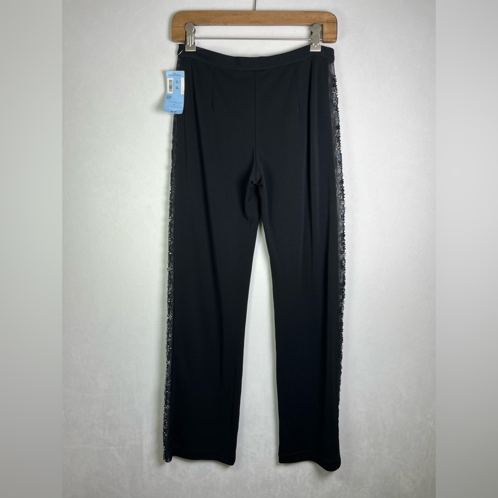 BCBG Max Azria Y2K Women’s Archive Black Beaded Mesh Side Stripe Pant Sz 2 NWT - Picture 6 of 10